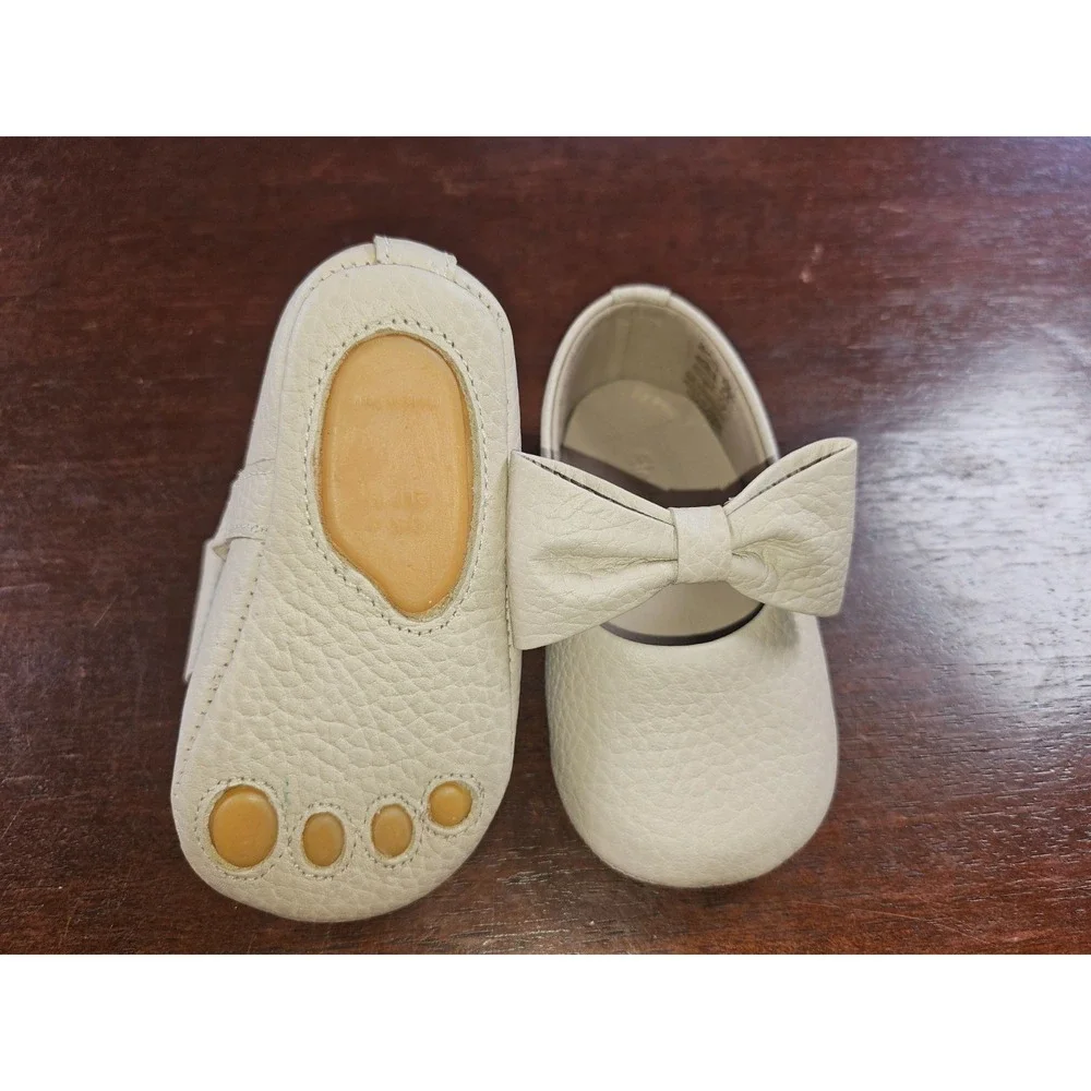 Elephantito Baby Girls Ballerina Shoes Bow Leather Blush Infant US Size 4‎ M